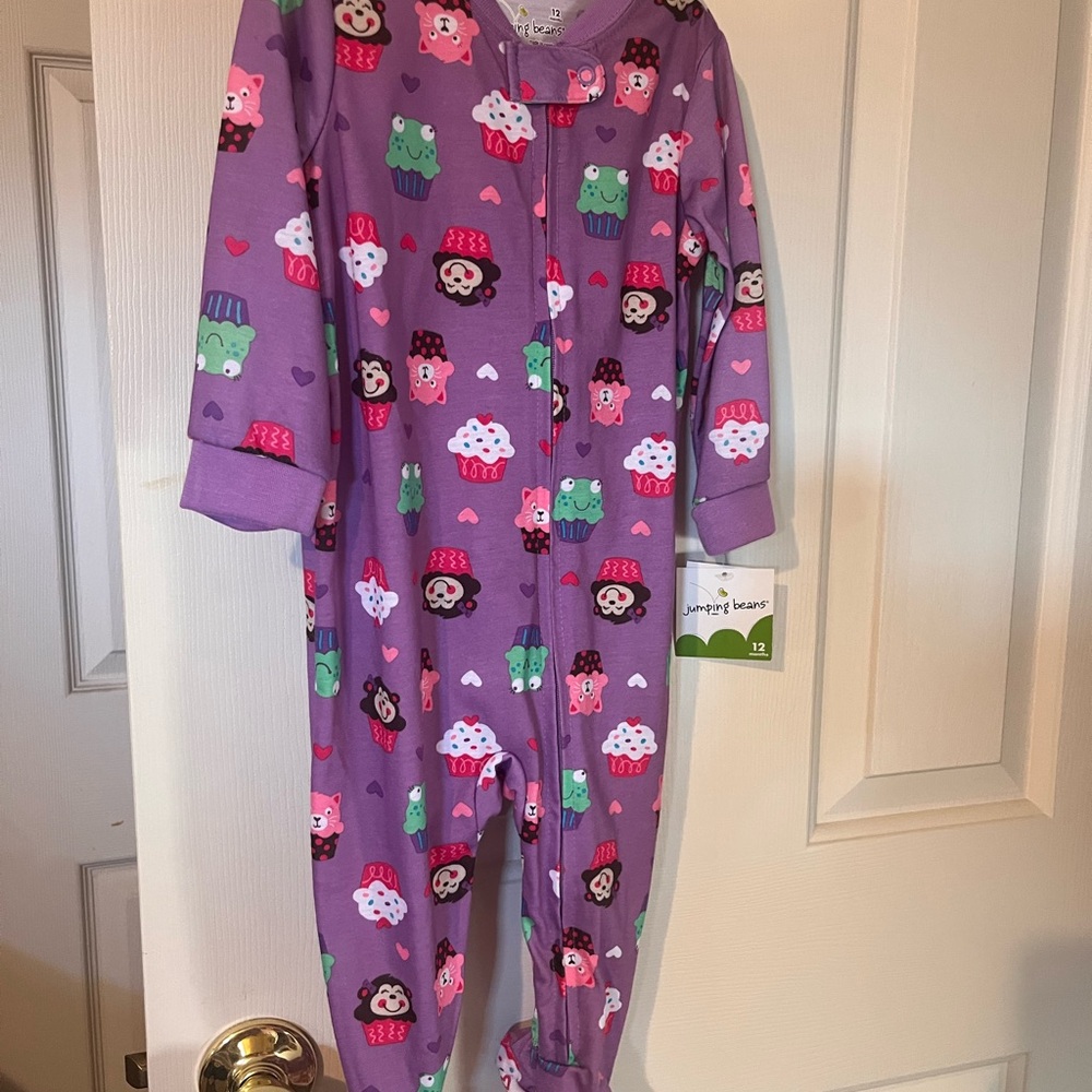 Jumping Beans Purple Footie with Fun Prints